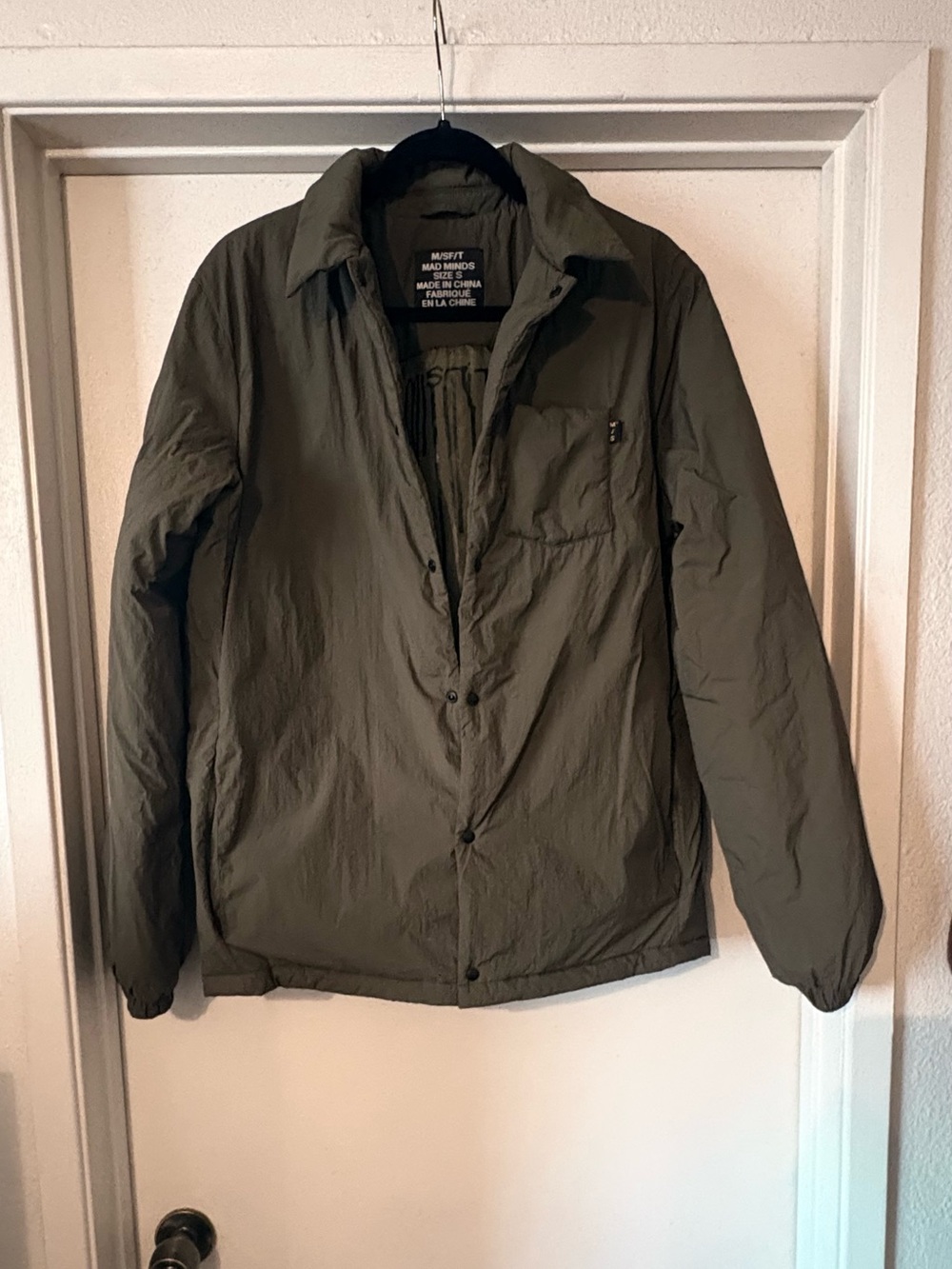 M/SF/T Mad Minds Olive Green Nylon Coach Jacket Streetwear Surf Size Small